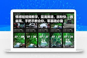 情感短视频教学,蓝海赛道,涨粉快,收益高,手把手教会你,零基础必备