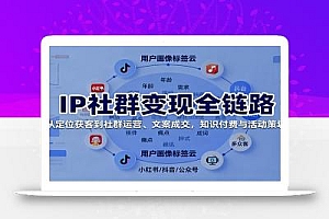 IP社群变现全链路,从定位获客到社群运营、文案成交,知识付费与活动策划