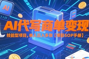 AI代写商单变现,技能型项目,单人日入多张 【项目SOP手册】