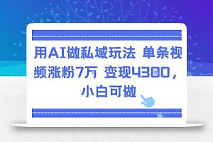 用AI做私域玩法,单条视频涨粉7W变现4.3k,小白可做