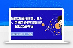 全网首套系统打粉课,日入3k+,手把手各行引流SOP团队实战教程