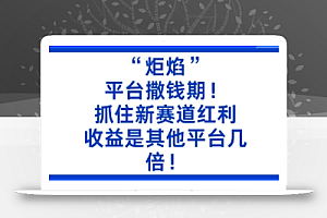 “炬焰”:平台撒钱期!抓住新赛道红利,5分钟二创内容,收益是其他平台几倍!