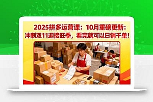 2025拼多多运营课:10月重磅更新:冲刺双11迎接旺季,看完就可以日销千单