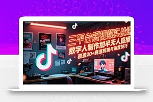 三平台短视频实战课,数字人制作加半无人直播,覆盖20+赛道剪辑与运营技巧