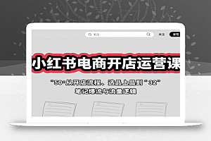 小红书电商开店运营课:从开店流程、选品上品到笔记爆流与流量逻辑