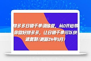 拼多多日销千单训练营,从0开始带你做好拼多多,让日销千单可以快速复制(更新25年6月)