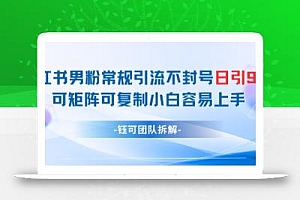 小红书男粉常规引流不封号日引99+变现简单 可矩阵可复制小白容易上手