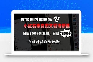首富圈内部曝光小红书垂直图文引流新课,日吸300+创业粉,日入8张+,限时获取防封禁