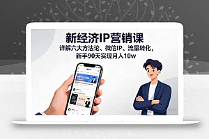 新经济IP营销课:详解六大方法论、微信IP、流量转化,新手90天实现月入10w