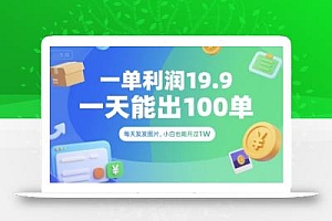 一单利润19.9 一天能出100单,每天发发图片,小白也能月入过1W【揭秘】