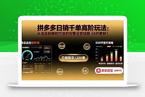 拼多多日销千单高阶玩法:从选品到爆款打造的完整运营链路(8月更新