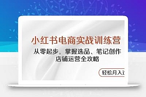 小红书电商实战训练营,从零起步,掌握选品、笔记创作、店铺运营全攻略…