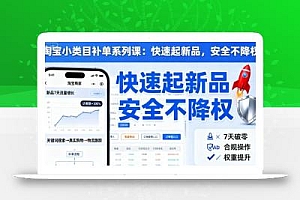 淘宝小类目补单系列课,快速起新品,安全不降权