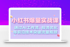 小红书爆量实战课,通过AI工作流、投流优化等前沿技术突破流量瓶颈