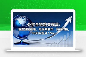 外贸全链路变现营:覆盖定位策略、短视频制作、资源对接,90天实现月入5w