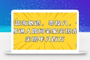 新蓝海赛道,零投入,一个普通人如何宅家办公实现年入百万