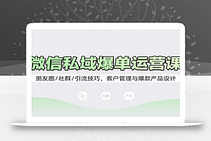 微信私域爆单运营课:朋友圈/社群/引流技巧,客户管理与爆款产品设计