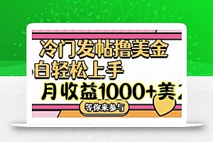 冷门发帖撸美金项目,月收益1000+美金,简单无脑,干就完了【揭秘】