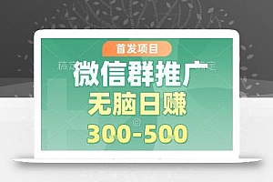 首发项目,微信群推广,一天15单,每单利润10米,无脑日入3-5张【揭秘】