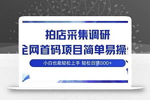 拍店采集调研,全网首码项目,简单易操作, 小白也能轻松上手,多账号操作,轻松日入5张【揭秘】