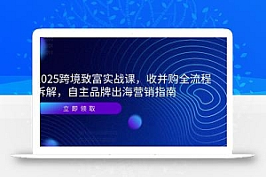 2025跨境致富实战课,收并购全流程拆解,自主品牌出海营销指南