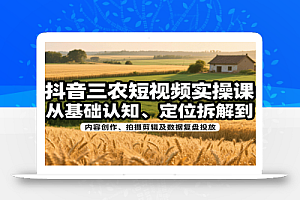 抖音三农短视频实操课:从基础认知、定位拆解到内容创作、拍摄剪辑及数据复盘投放