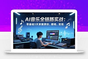 AI音乐全链路实战变现课:零基础3天掌握原创、翻唱、变现