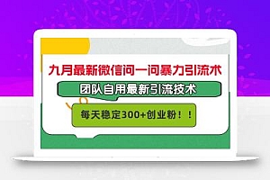 九月最新微信问一问暴力引流术,团队自用引流术,每天稳定300+创…