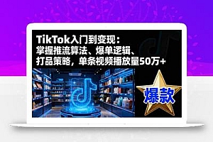 TikTok入门到变现:掌握推流算法、爆单逻辑、打品策略,单条视频播放量50w