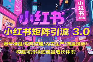 小红书矩阵引流3.0,账号准备/矩阵搭建/内容生产/流量投放/构建可持续的流量增长体系