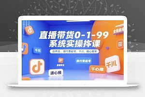 直播带货0~1~99系统实操课,自然流、微付费起号、千川、随心推等,直播带货全链路完整逻辑