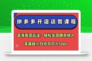拼多多开店运营课程:蓝海变现玩法,轻松实现睡后收入,零基础小白也可日入5张