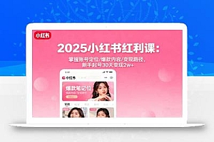 2025小红书红利课:掌握账号定位/爆款内容/变现路径,新手起号30天变现2w+