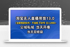 淘宝无人直播13.0,公域私域技术,不封号,不违规 布局下半年旺季赛道,日入2000+