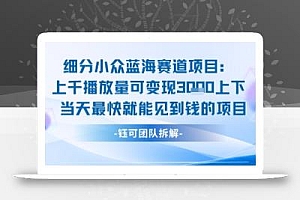 小众蓝海赛道项目:当天变现1k+适合新手操作 +适合长期玩