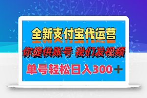 单号轻松日入300+ 全新支付宝代运营你提供账号 我们发视频