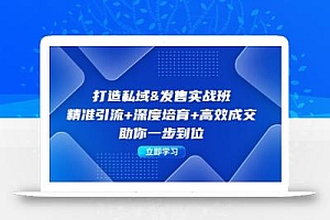 打造私域&发售实操班:精准引流+深度培育+高效成交,助你一步到位