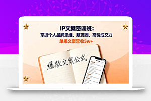 IP文案密训班:掌握个人品牌思维、朋友圈、高价成交力,单条文案营收5w+