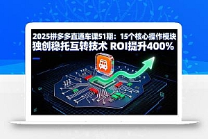 2025拼多多直通车课51期:15个核心操作模块 独创稳托互转技术 ROI提升400%
