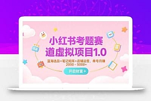 小红书考题赛道虚拟项目1.0,蓝海选品+笔记矩阵+店铺运营,单号月赚5000+