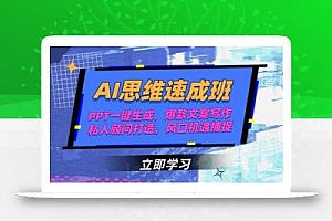 AI思维速成班,PPT一键生成,爆款文案写作,私人顾问打造,风口机遇捕捉