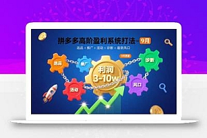 拼多多高阶盈利系统打法-9月:选品+推广+活动+诊断+最新风口,月利润3-10w