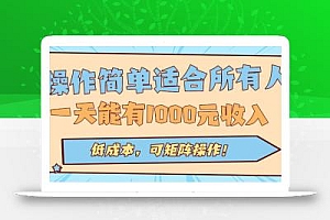 操作简单适合所有人全自动挂机项目,一天能有1000元收入,低成本,可矩…