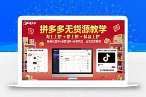 拼多多无货源教学,淘上拼+拼上拼+抖上拼,精细化蓝海+运营进阶+终极玩法,全套运营教程