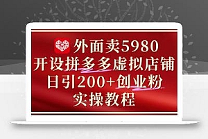 外面卖5980开设拼多多虚拟店铺:单日引流200+创业付费粉实战教程