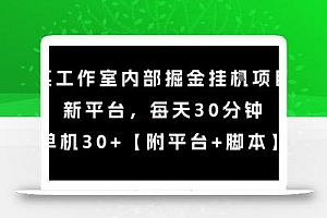 某工作室内部掘金挂G项目,新平台,每天30分钟,单机30+【揭秘】