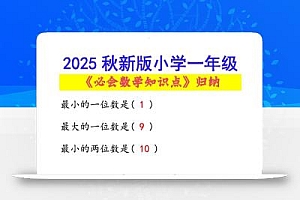 【2025秋新版】小学一年级必会数学知识点!-一上数学