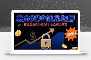 美金对冲创业项目,日收益1000-4000,小众暴力项目