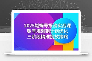 2025蝴蝶号投流实战课,账号规划到计划优化,三阶段精准投放策略