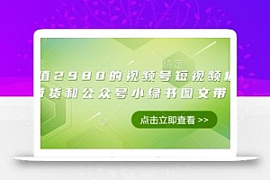 价值2980的视频号短视频橱窗带货和公众号小绿书图文带货